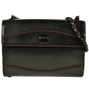 Chanel chain shoulder bag black lambskin sixth Coco mark